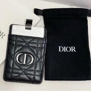 New Dior Silver Rouge Balm Compact Mirror w/Black Faux Leather Logo Case in Box